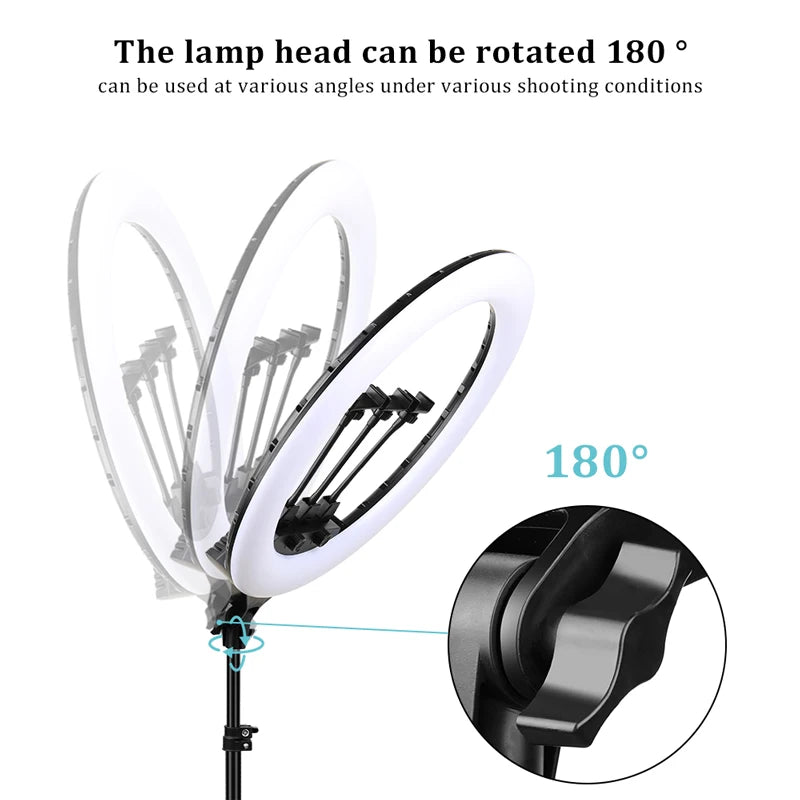 Ring Light LED 22’’ com Temperatura Ajustável 3200K–6500K e Controle de Brilho – Luzes e Iluminação