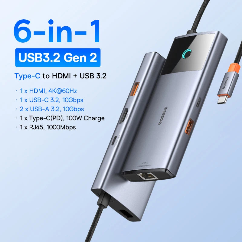 Hub USB-C Baseus 10 em 1 com Dual HDMI 8K/4K e PD 100W – Acessórios e Adaptadores