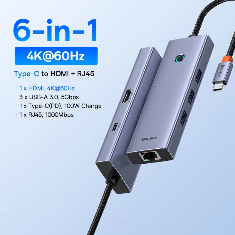 Hub USB-C Baseus 10 em 1 com Dual HDMI 8K/4K e PD 100W – Acessórios e Adaptadores