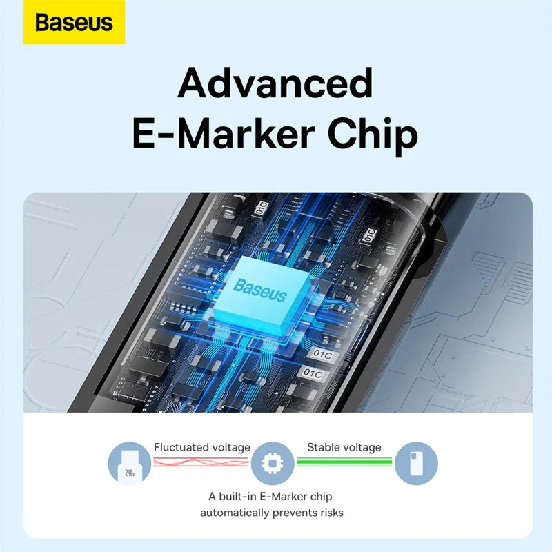 Cabo USB-C Baseus 240W PD3.1 com Carregamento Rápido 48V/5A – Energia e Carregamento