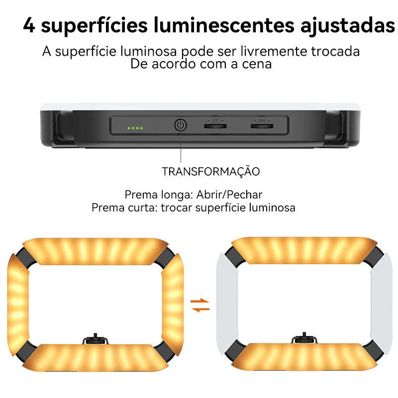 Rig de Vídeo com Luz LED 2 em 1 e Suporte Cold Shoe – Captação de Vídeo