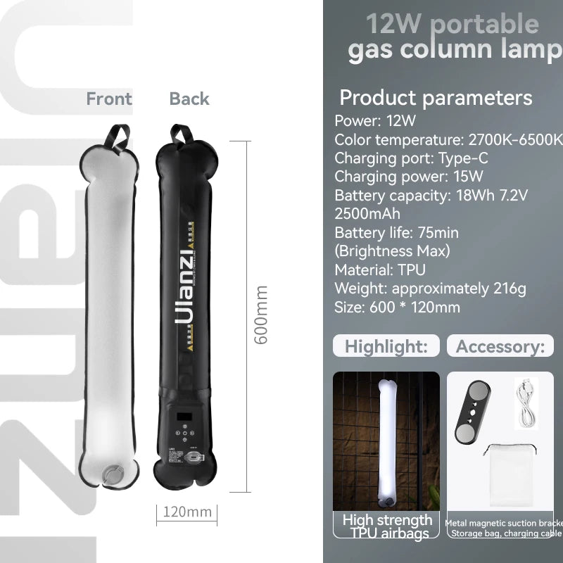 Luz Tubo Magnética Portátil 12W Bi-Color 2700K–6500K Dobrável e Resistente à Água – Luzes e Iluminação