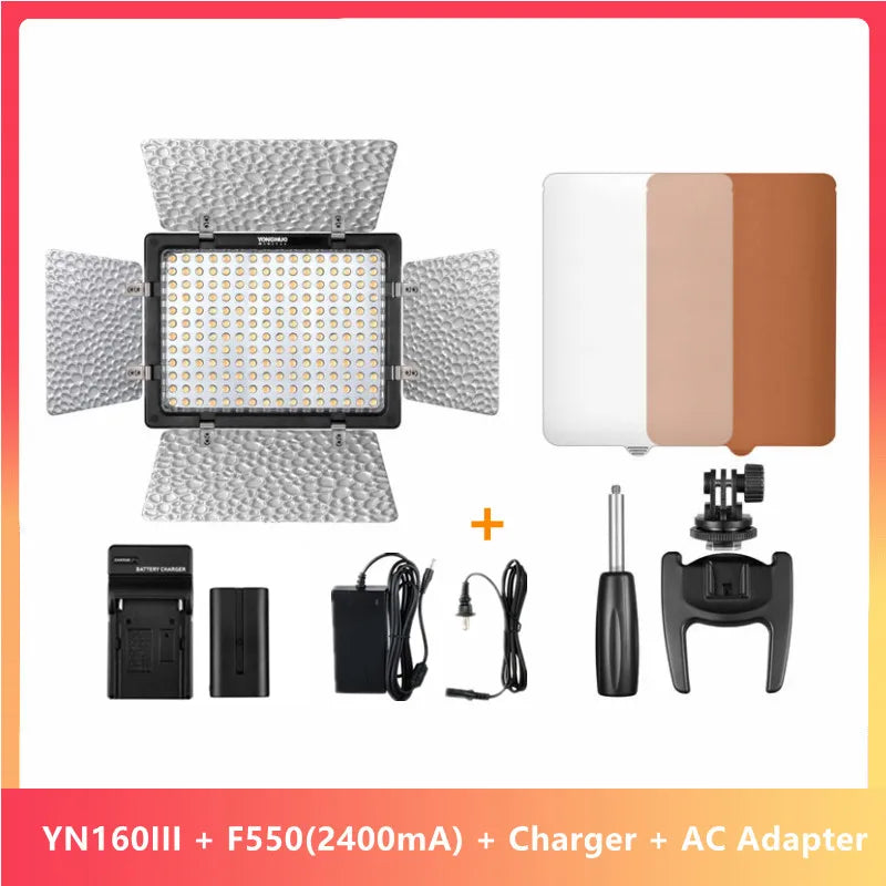 Painel LED Bi‑Color 3200–5500K com Controle e Filtros – Luzes e Iluminação