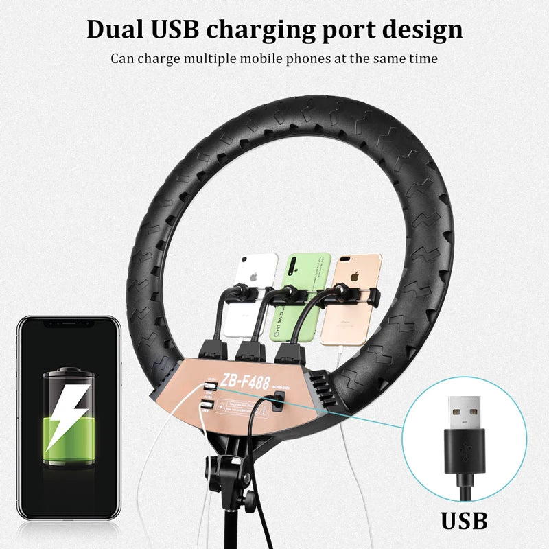 Ring Light LED 22’’ com Temperatura Ajustável 3200K–6500K e Controle de Brilho – Luzes e Iluminação