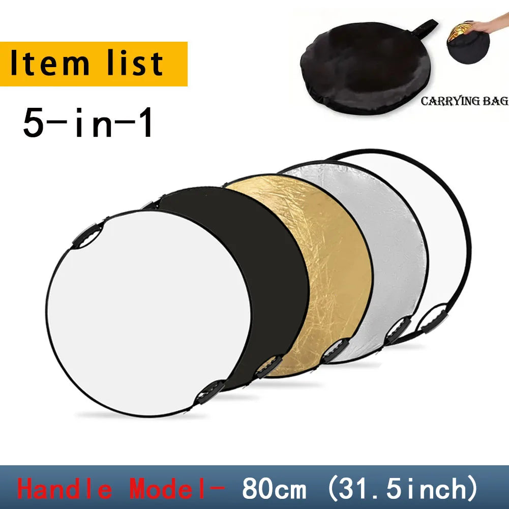 Refletor Fotográfico Myobo 5 em 1 com Difusor de Luz e 5 Superfícies – Luzes e Iluminação