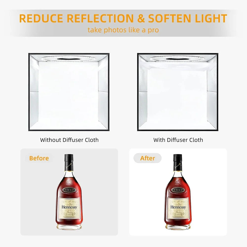 Light Box Portátil Lightdow 30x30cm com 120 LEDs e 6 Fundos – Luzes e Iluminação