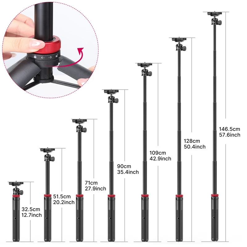 Tripé Portátil com Suporte para Smartphone e Câmera – Suporte/Tripé
