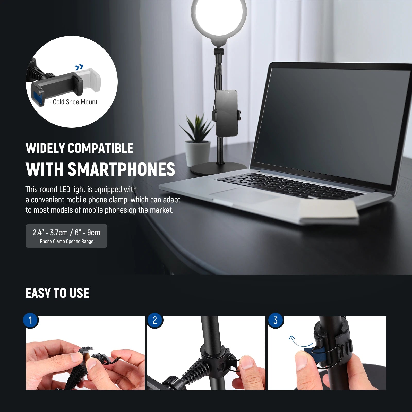Ring Light de Mesa Neewer Basics 7’’ 10W com Brilho Ajustável – Luzes e Iluminação