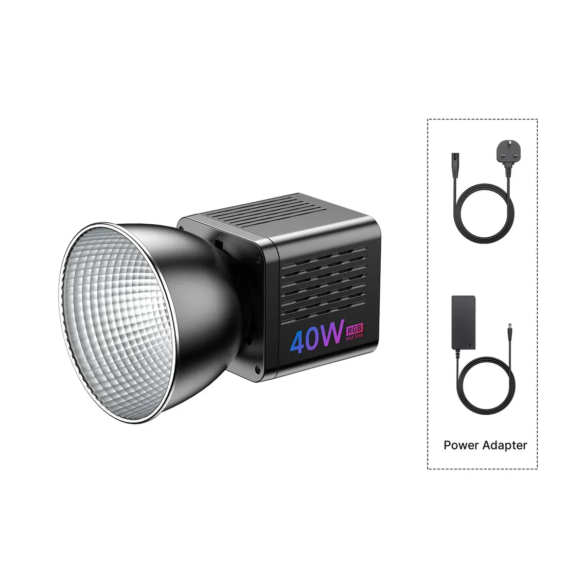 Luz de Vídeo RGB 40W com Bi-Color 2500K–6500K e Montagem Mini Bowens – Luzes e Iluminação