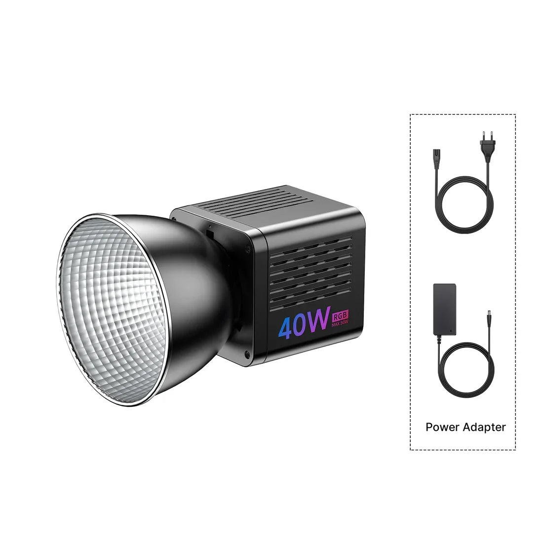 Luz de Vídeo RGB 40W com Bi-Color 2500K–6500K e Montagem Mini Bowens – Luzes e Iluminação