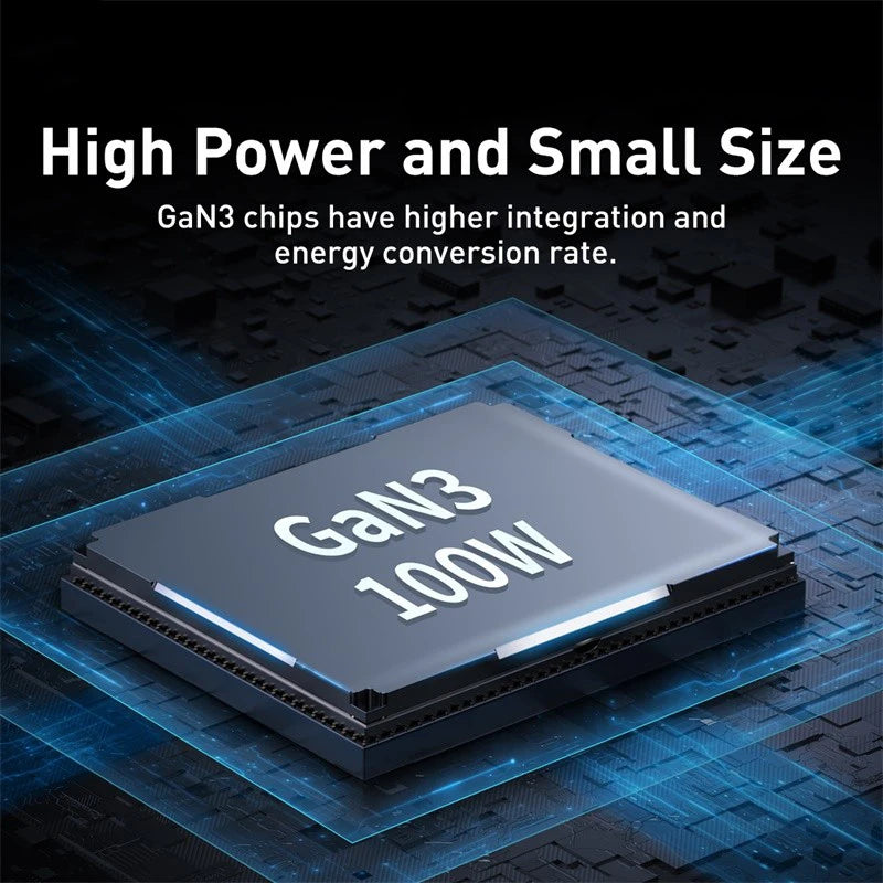 Carregador de Mesa Baseus GaN3 100W/65W com Múltiplas Portas USB-C/USB – Energia e Carregamento
