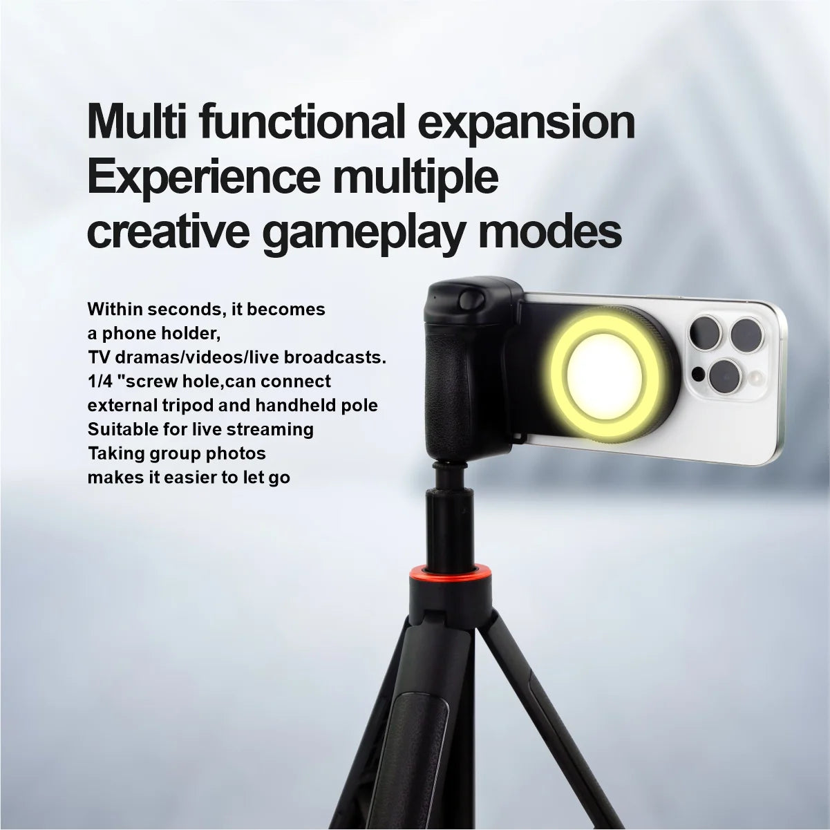 Photo Grip Magsafe Bluetooth com Luz 5 níveis e Estabilizador – Captação de Vídeo