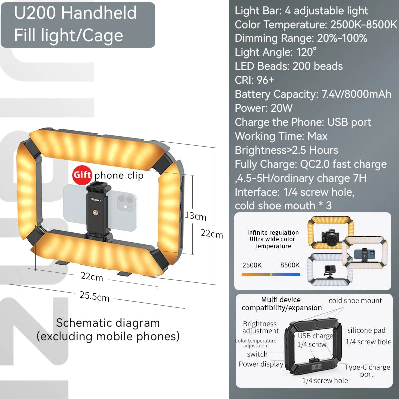 Rig de Vídeo com Luz LED 2 em 1 e Suporte Cold Shoe – Captação de Vídeo