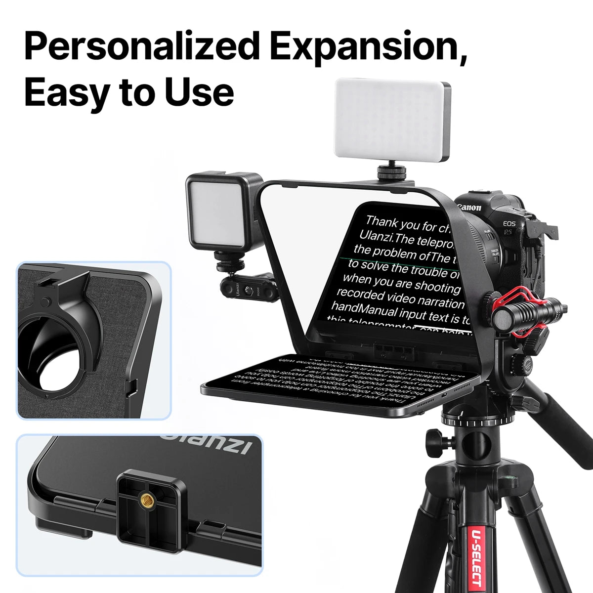 Teleprompter Universal com Controle Remoto e Suporte para Smartphones, Tablets e Câmeras – Captação de Vídeo