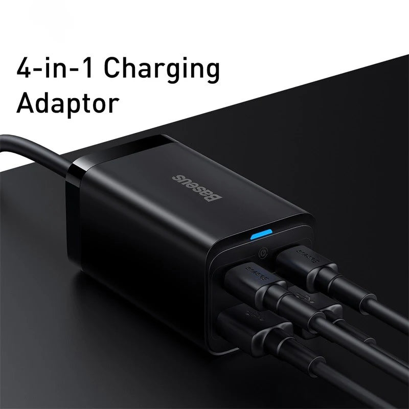 Carregador de Mesa Baseus GaN3 100W/65W com Múltiplas Portas USB-C/USB – Energia e Carregamento
