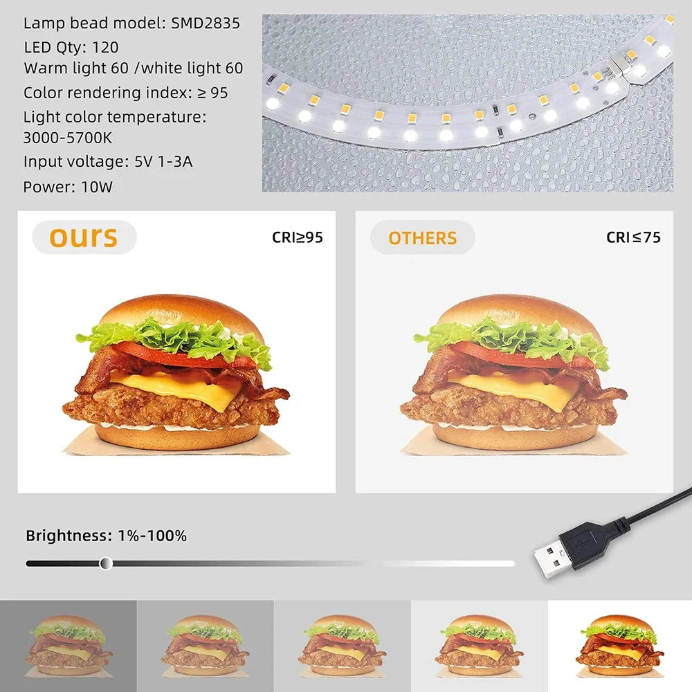 Light Box Portátil Lightdow 30x30cm com 120 LEDs e 6 Fundos – Luzes e Iluminação