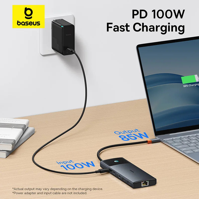 Hub USB-C Baseus 10 em 1 com Dual HDMI 8K/4K e PD 100W – Acessórios e Adaptadores
