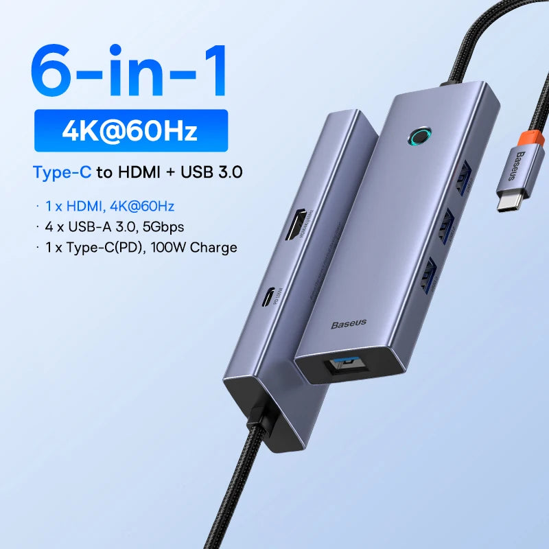 Hub USB-C Baseus 10 em 1 com Dual HDMI 8K/4K e PD 100W – Acessórios e Adaptadores