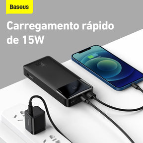 Power Bank Baseus 20.000mAh 15W com Indicador LED e Carregamento Rápido – Energia e Carregamento