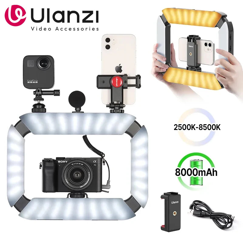 Rig de Vídeo com Luz LED 2 em 1 e Suporte Cold Shoe – Captação de Vídeo
