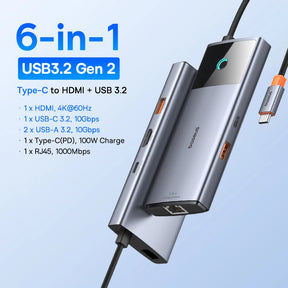Hub USB-C Baseus 10 em 1 com Dual HDMI 8K/4K e PD 100W – Acessórios e Adaptadores