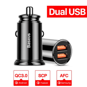 Carregador Veicular Baseus Dual USB 5A com Duas Portas Rápidas – Energia e Carregamento