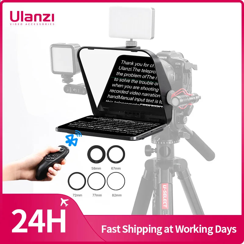 Teleprompter Universal com Controle Remoto e Suporte para Smartphones, Tablets e Câmeras – Captação de Vídeo