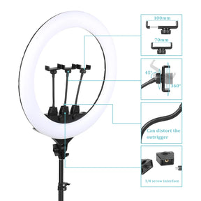 Ring Light LED 22’’ com Temperatura Ajustável 3200K–6500K e Controle de Brilho – Luzes e Iluminação