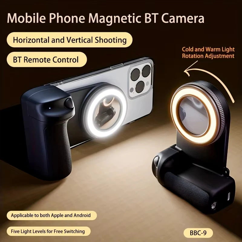 Photo Grip Magsafe Bluetooth com Luz 5 níveis e Estabilizador – Captação de Vídeo
