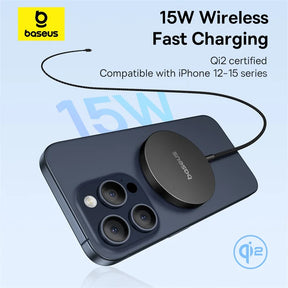 Carregador Sem Fio Magnético Baseus 15W Qi2 com Carregamento Rápido – Energia e Carregamento