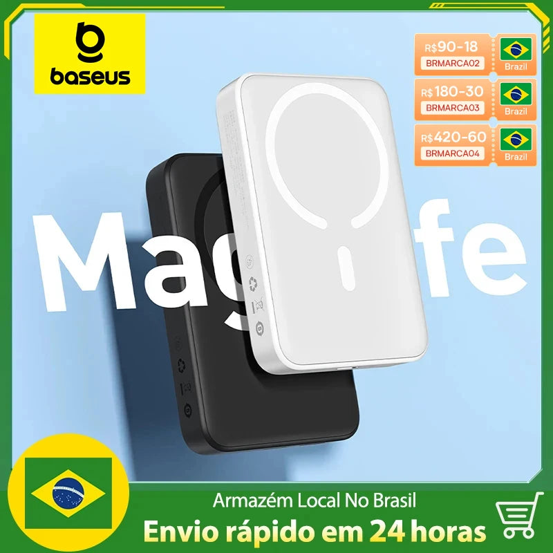 Power Bank Baseus Magnético 10.000mAh com Carregamento Rápido 20W – Energia e Carregamento