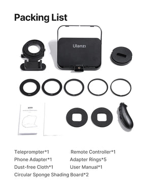 Teleprompter Universal com Controle Remoto e Suporte para Smartphones, Tablets e Câmeras – Captação de Vídeo