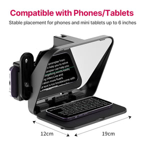 Teleprompter Universal com Controle Remoto e Suporte para Smartphones, Tablets e Câmeras – Captação de Vídeo