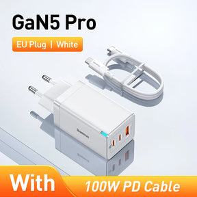 Carregador Rápido Baseus GaN 65W com Portas USB-C/USB e QC 4.0 – Energia e Carregamento