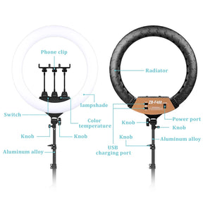 Ring Light LED 22’’ com Temperatura Ajustável 3200K–6500K e Controle de Brilho – Luzes e Iluminação